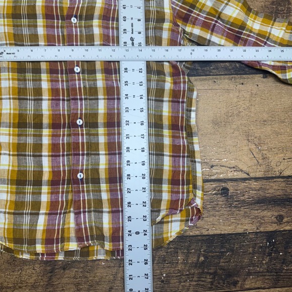 Sugar Cane Light Plaid Flannel Shirt Button Up 3/4 Sleeve Casual Small - Picture 3 of 6